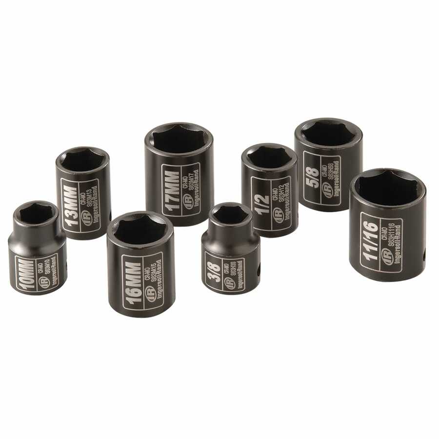 3/8 In Dr Metric & SAE Impact Socket Set - 8-Pc