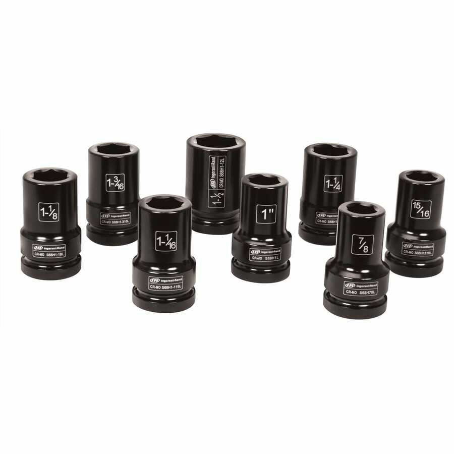 IR SK8H8L 1 In Dr SAE Deep Impact Socket Set - 8-Pc