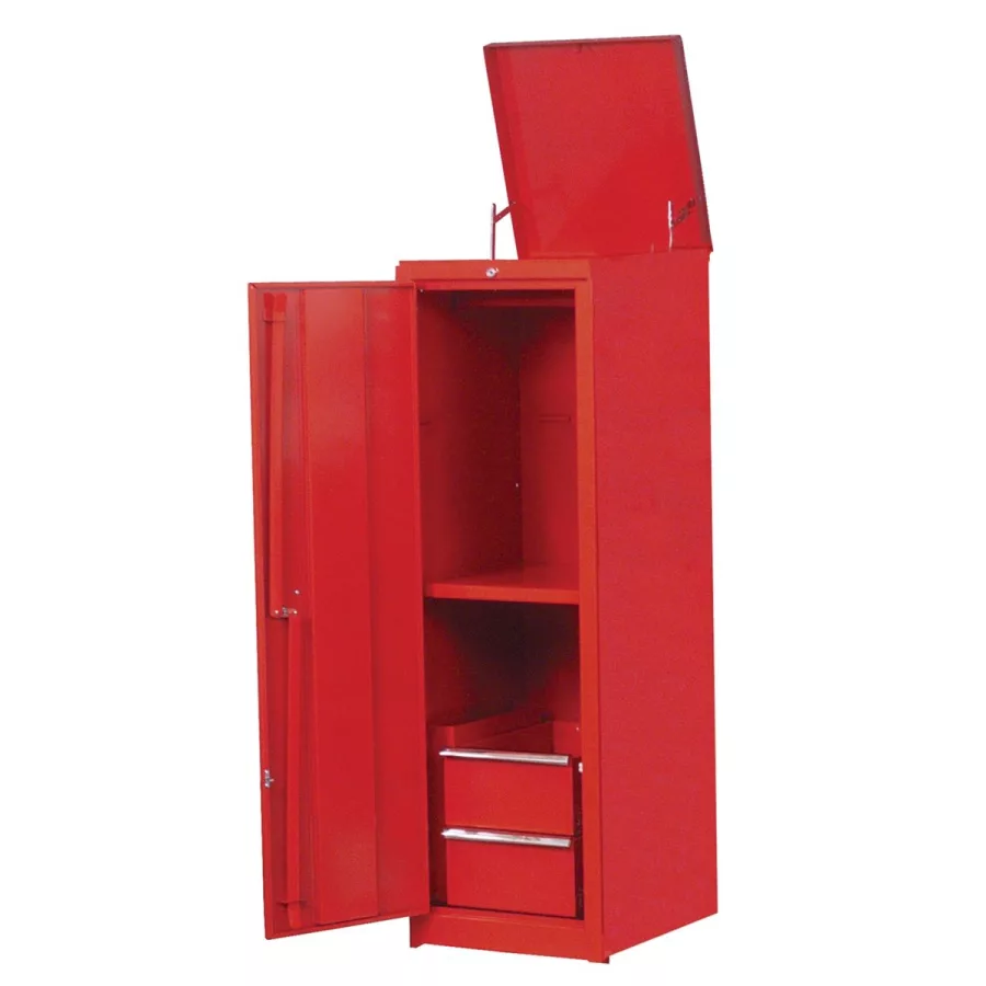 LOCKER RED W/2 R-BEARING DRWR & LID