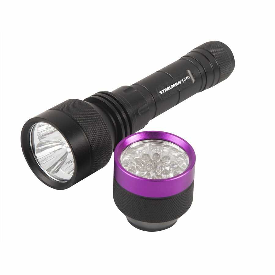 700lm Rechargeable LED Flashlight w UV Head Combo Kit