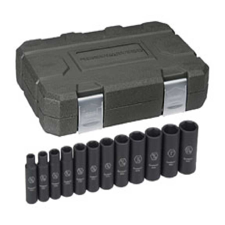12 Piece 1/2" Drive 6 Point Deep Impact SAE Socket Set