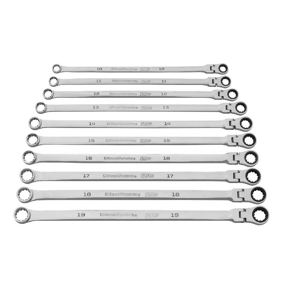 GearBox Flex Spline 120XP XL Ratcheting Wrench Set Metric 8-19mm