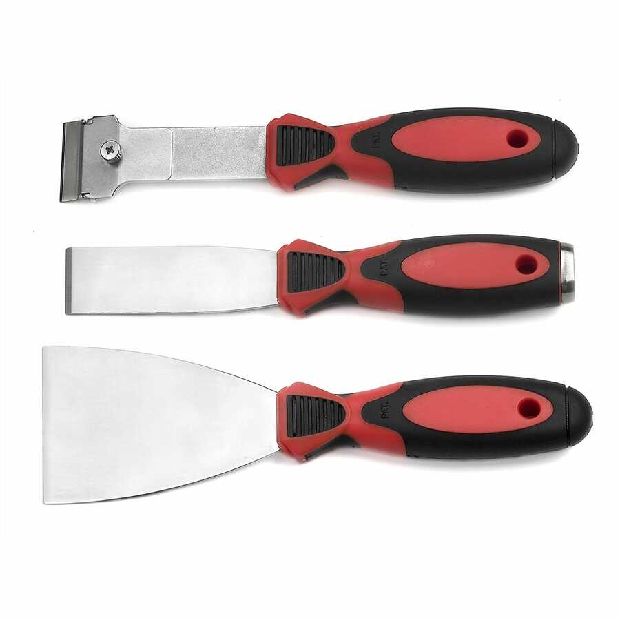 3 Pc. Scraper Set 40mm razor, 3\", and 1-1/4\" Scraper