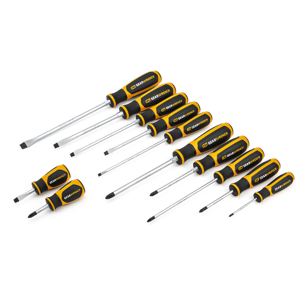 12 Piece Phillips Slotted Dual Material Screwdriver Set