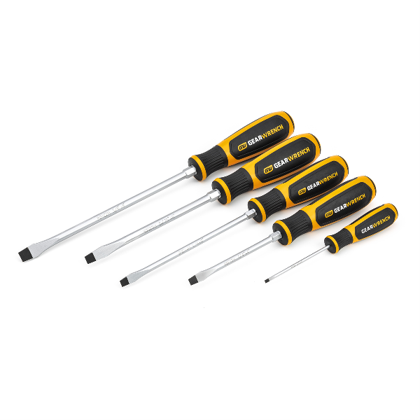 5 Piece Slotted Dual Material Screwdriver Set