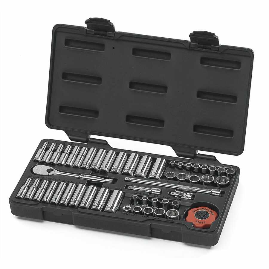 1/4 In Dr SAE/Metric 12-Pt Socket Set - 51-Pc