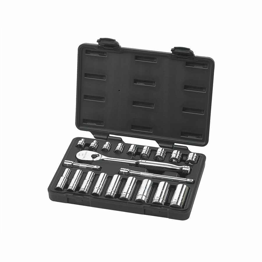 3/8 In Dr 6 & 12-Pt Socket Set - 21-Pc