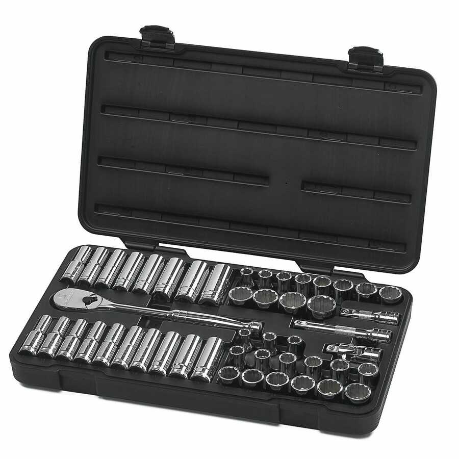 1/2 In Dr SAE/Metric 12-Pt Socket Set - 49-Pc