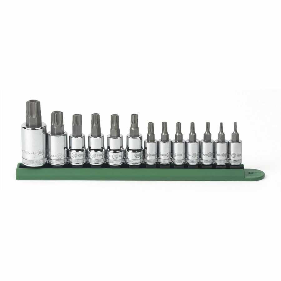 1/4 In, 3/8 In and 1/2 In Dr Tamper Proof Torx Socket Set 13-Pc