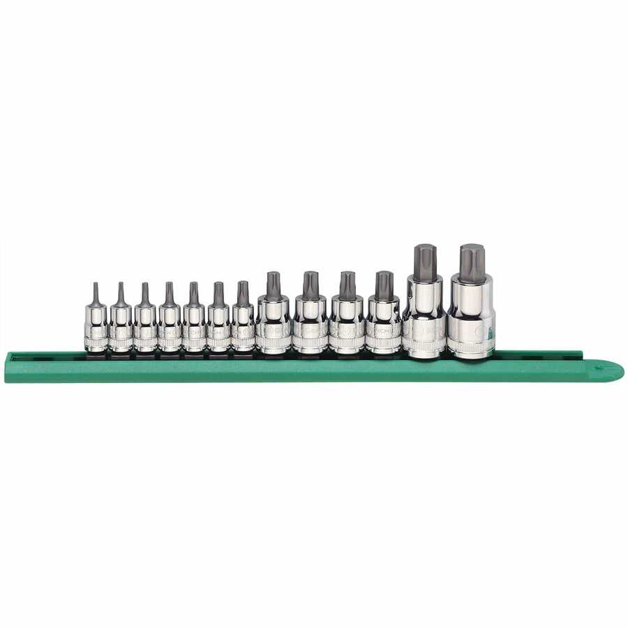 1/4, 3/8, 1/2 Inch Drive Stubby Torx Bit Set 13-Pc