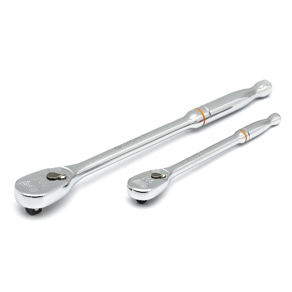 2 Pc. 1/4", 3/8" Dr. 90T Full Polish Long Handle Ratchet Set