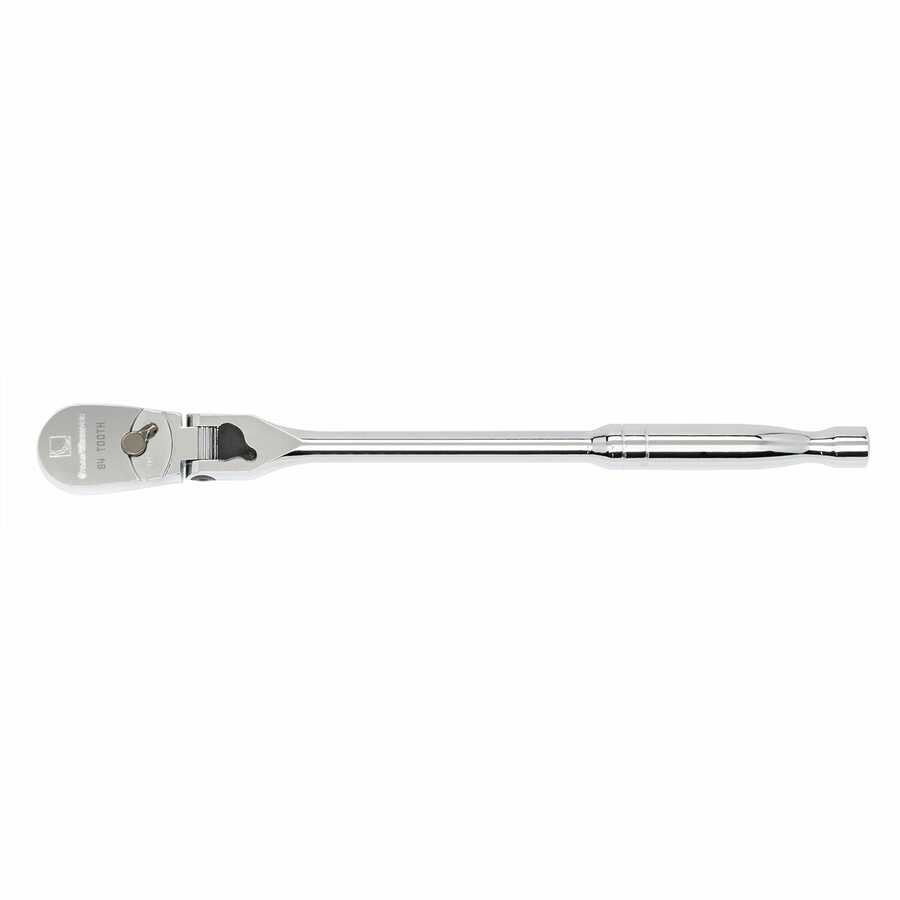 2-pc 1/4 3/8 Full Polish Locking Flex Head Ratchet