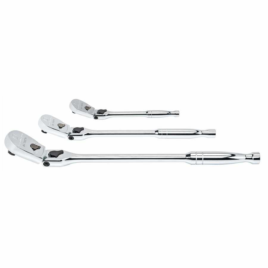 3-pc Set 1/4", 3/8", 1/2 Locking Flex Head Ratchet