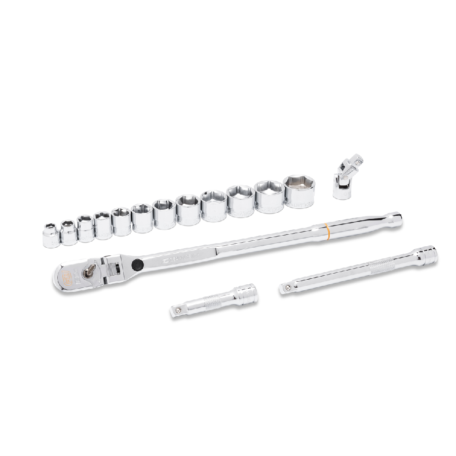 16 Piece 3/8" Drive 120XP Locking Flex Head Ratchet and 6 Point