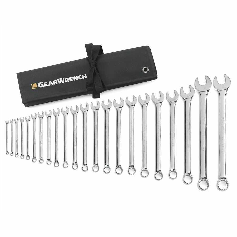 22 Pc. Long Pattern Combination Non-Ratcheting Wrench Set METRIC