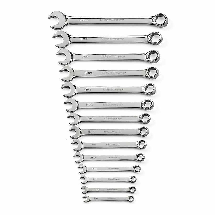 14 Piece 6 Point Full Polish Metric Combination Non-Ratcheting W
