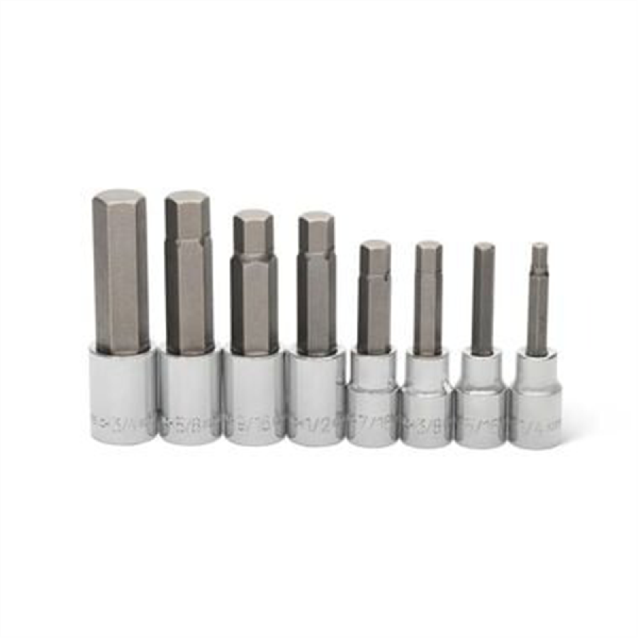 8 Piece 1/2" Drive SAE Mid Length Hex Bit Socket Set