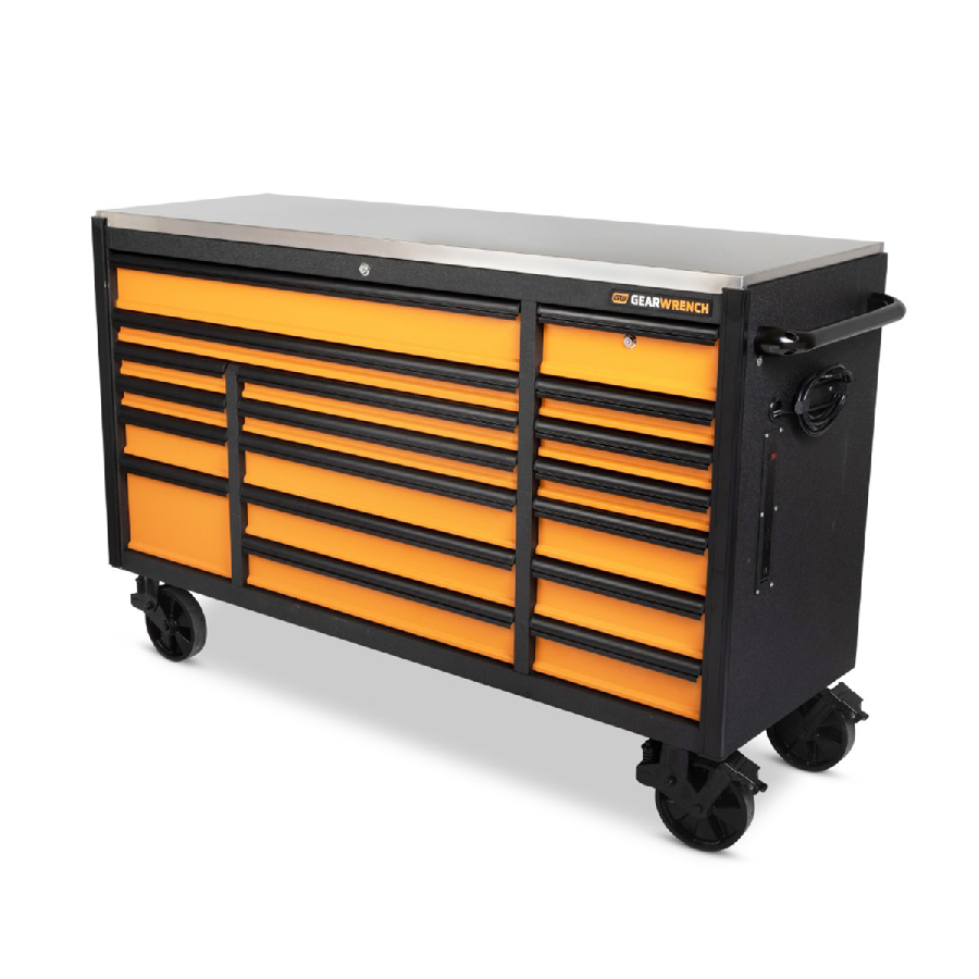 72" 18 Drawer Rolling Tool Cabinet with Stainless Steel Worktop