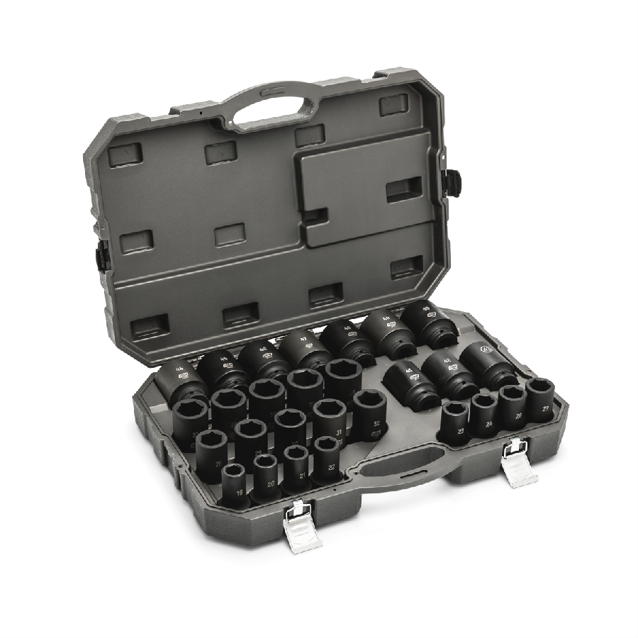 28 Piece 3/4" Drive 6 Point Metric Deep Impact Socket Set