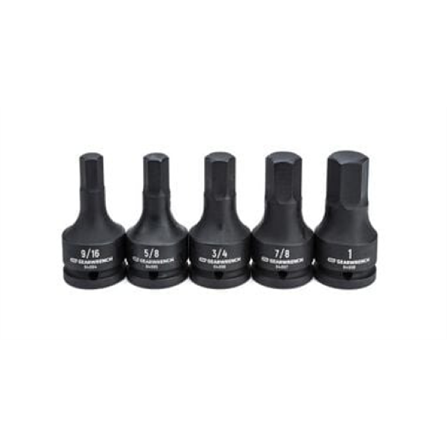 5 Piece 3/4" Drive SAE Impact Hex Bit Socket Set with case