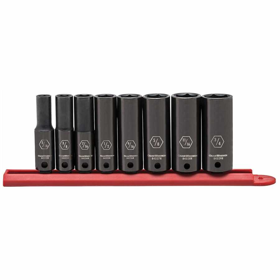 8 Pc. 3/8" Drive 6 pt SAE Deep Set (5/16" - 3/4")