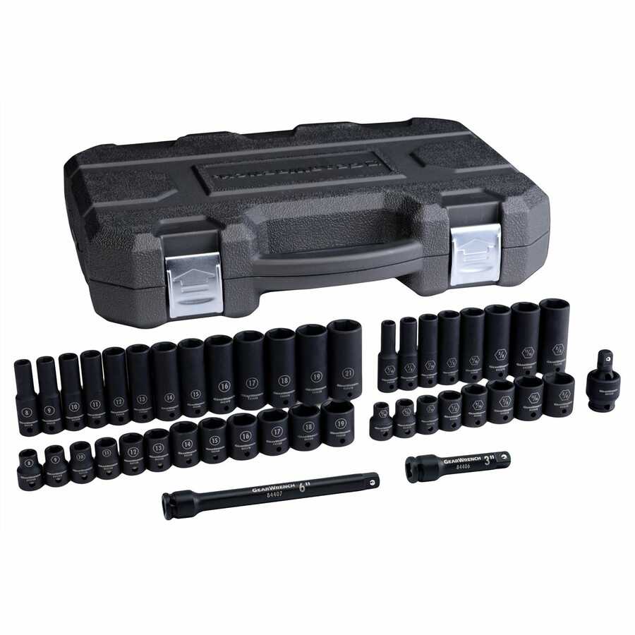 GearWrench | 84916 | GearWrench 44-Pc Impact SAE/Metric Socket Set 3/8" Drive