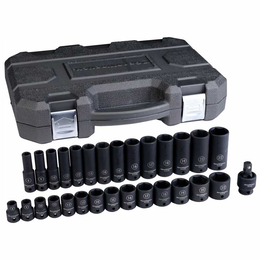 29 Pc. 3/8" Dr. 6 Point Metric Std./Deep Impact Socket Set