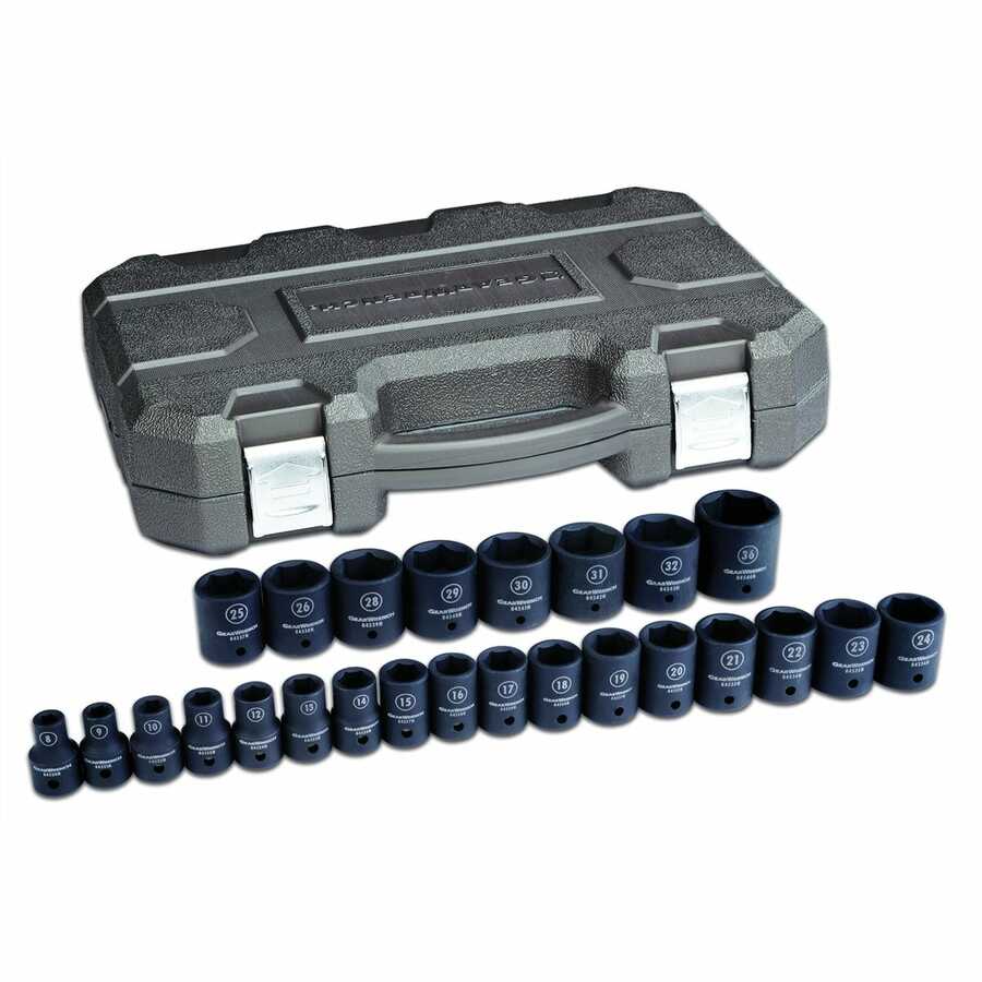 25 Pc. 1/2\" Dr. 6 Point Metric Impact Socket Set