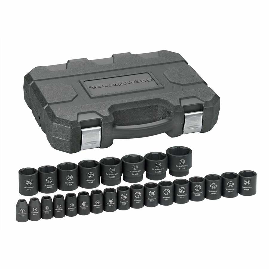 25 Pc. Impact METRIC Standard Socket Set 1/2\" DRIVE