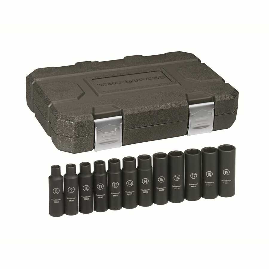 12 Pc. Impact METRIC Deep Socket Set 1/2\\ DRIVE\"