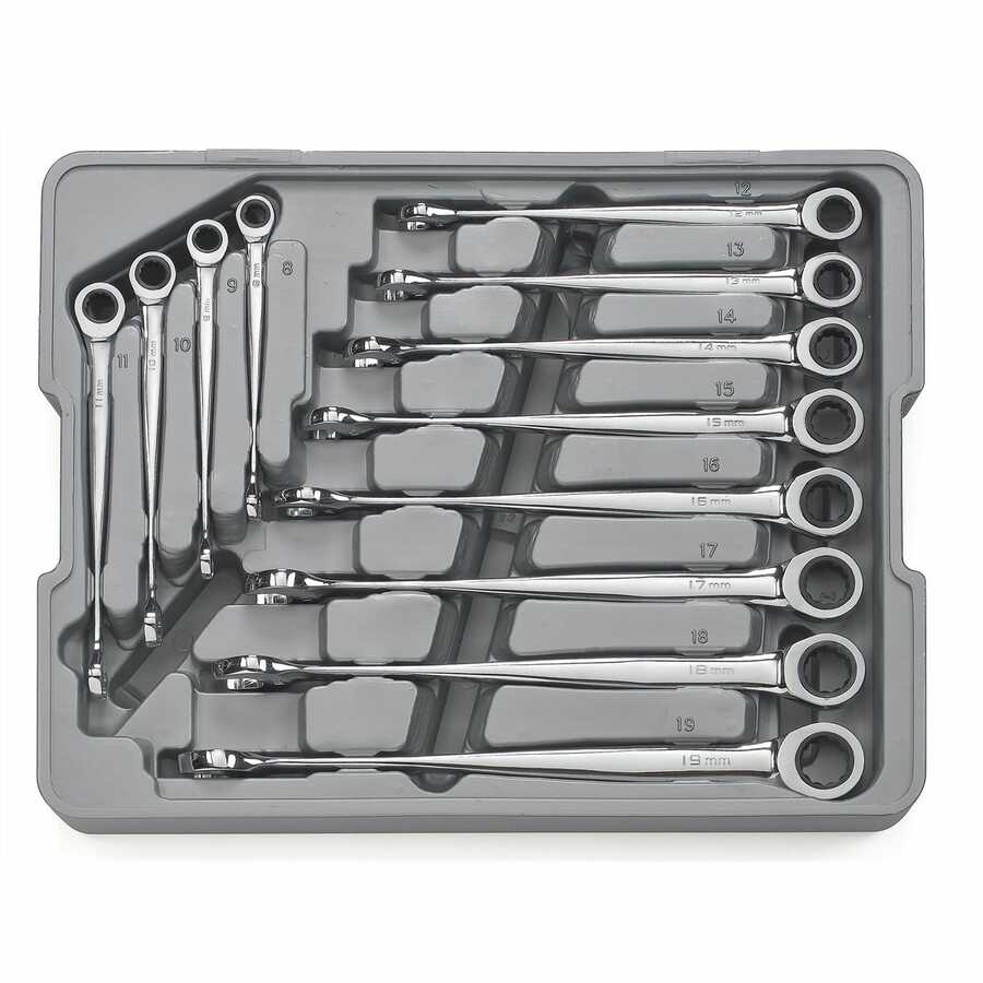 Metric X-Beam Ratcheting Combination Wrench Set - 12-Pc