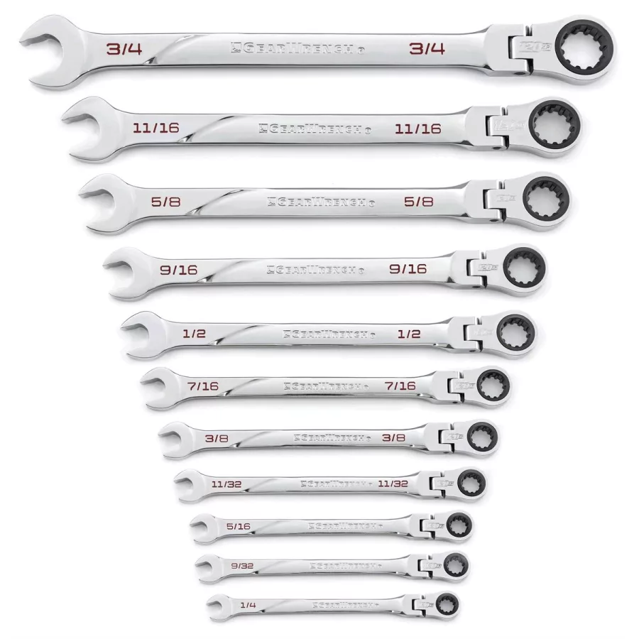 11 pc 120XP Flex Ratcheting Wrench Set- SAE (image for) 11 pc 120XP Flex Ratcheting Wrench Set- SAE