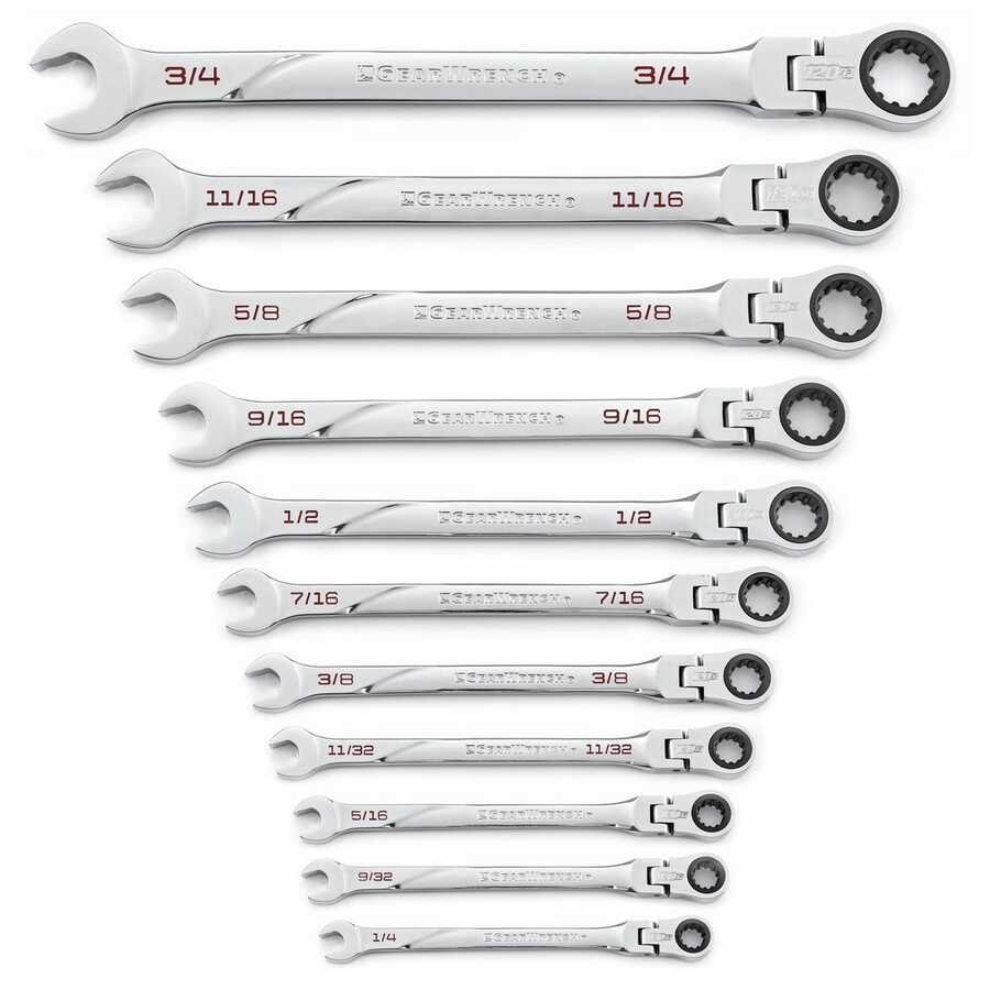 Flex Spline 120XP XL Combo Ratcheting Wrench Set Fractional SAE