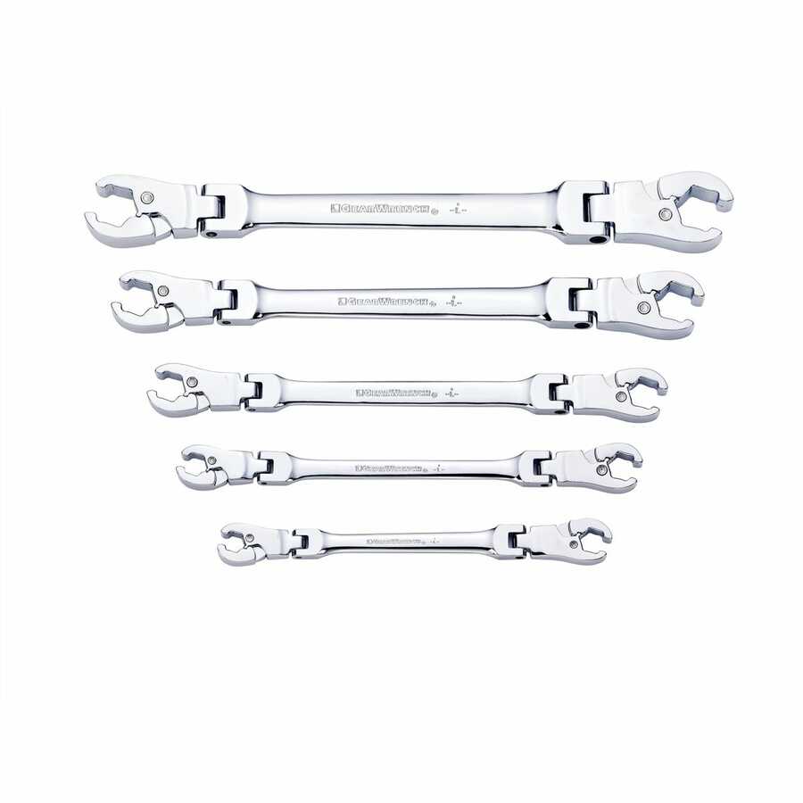 Gearwrench 5 Pc. Ratcheting Flex Flare Nut Wrench Set- SAE