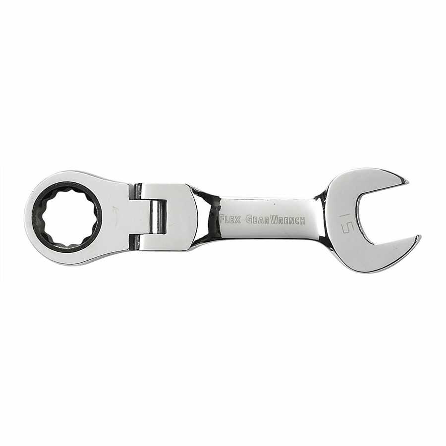 15 mm Stubby Flex Combination Ratcheting Wrench