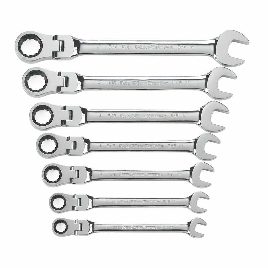 KD 9701 8-Pc SAE Flex Head Combination GearWrench Set KD9701 KDT9701 GearWrench 9702 Flex-Head Combination Ratcheting Wrench Set, 13 Piece
