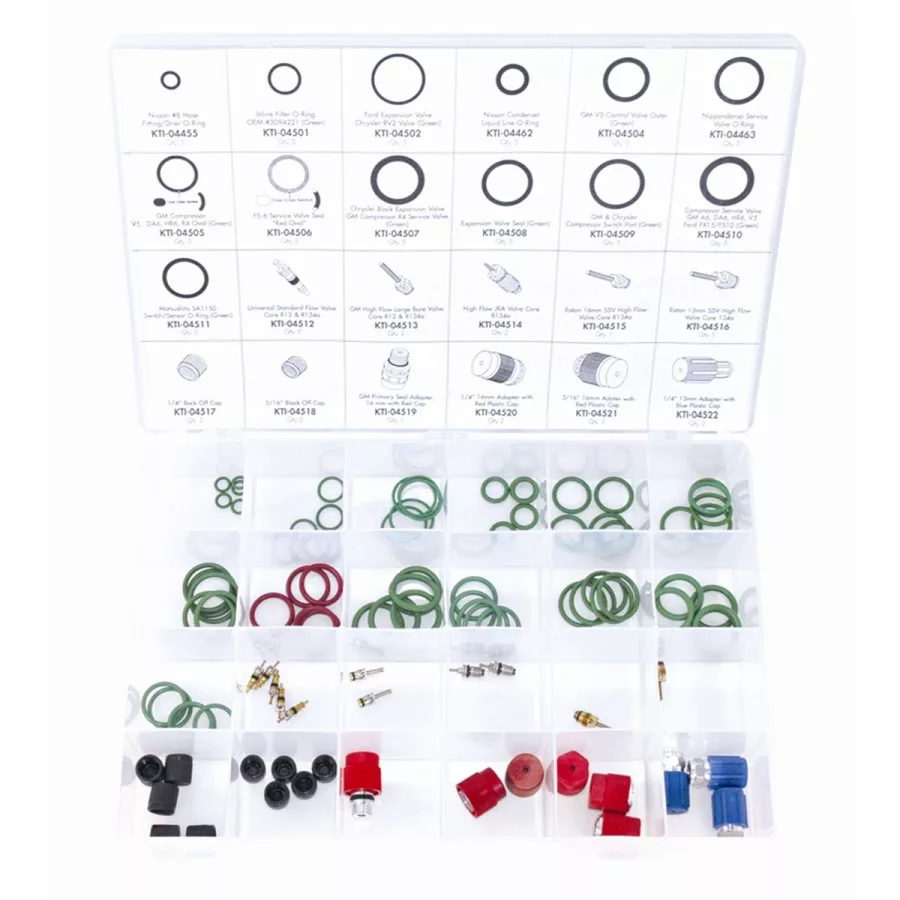 100 PC KIT O-RINGS, VALVE CORES, FITTINGS, CAPS 100 PC KIT O-RINGS, VALVE CORES, FITTINGS, CAPS
