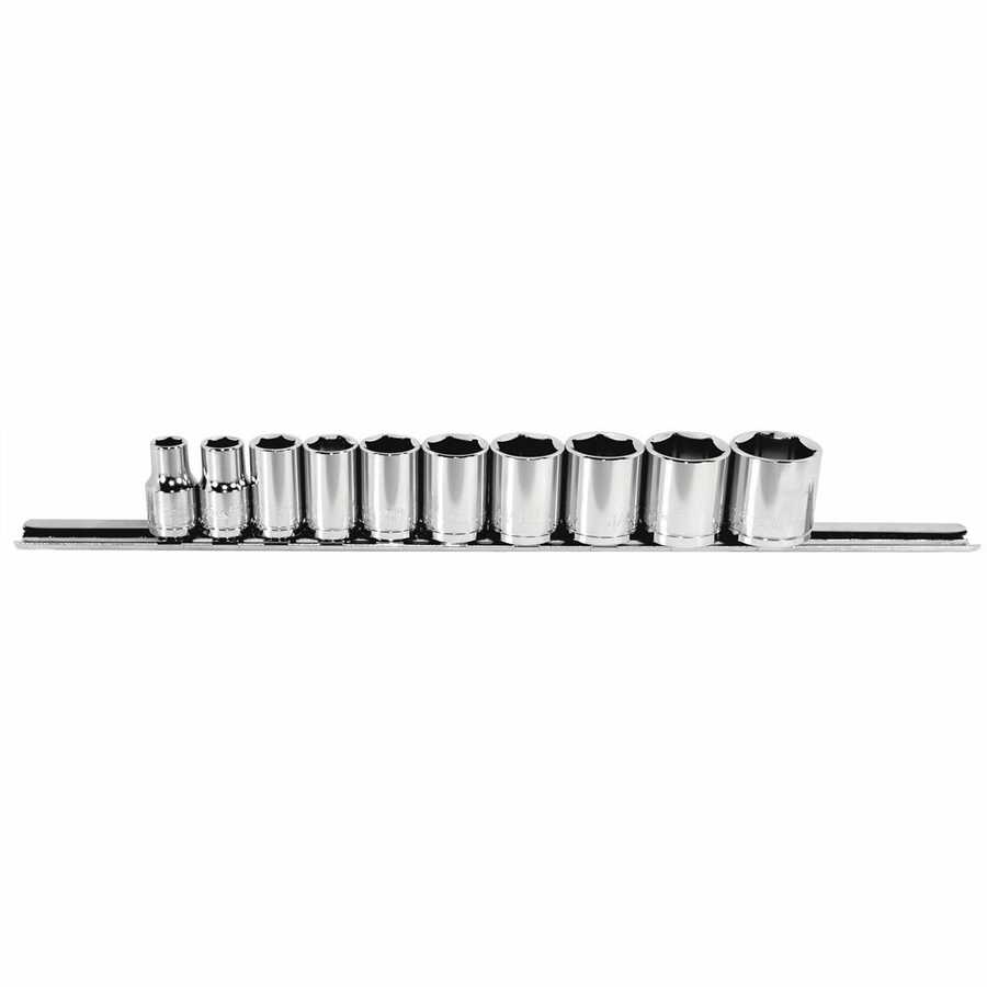 Shallow Socket Set SAE - 3/8 In Drive - 10 Piece