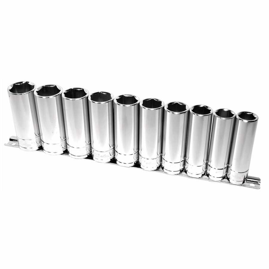 Metric Deep Socket Set 1/2 In Drive 10 Piece