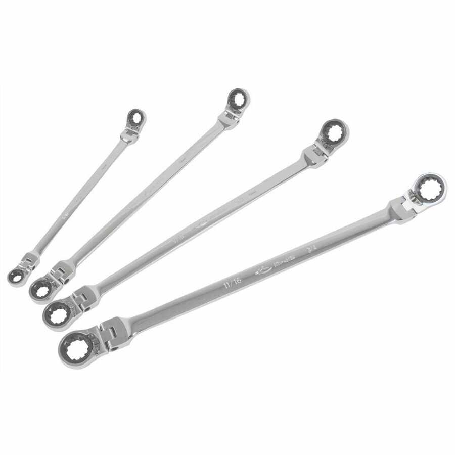 4 Piece SAE XL Double Box Ratcheting Flex Reversible Spline Wren