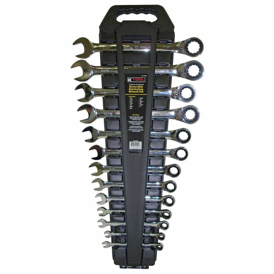 13 Piece SAE Ratcheting Reversible Wrench Set