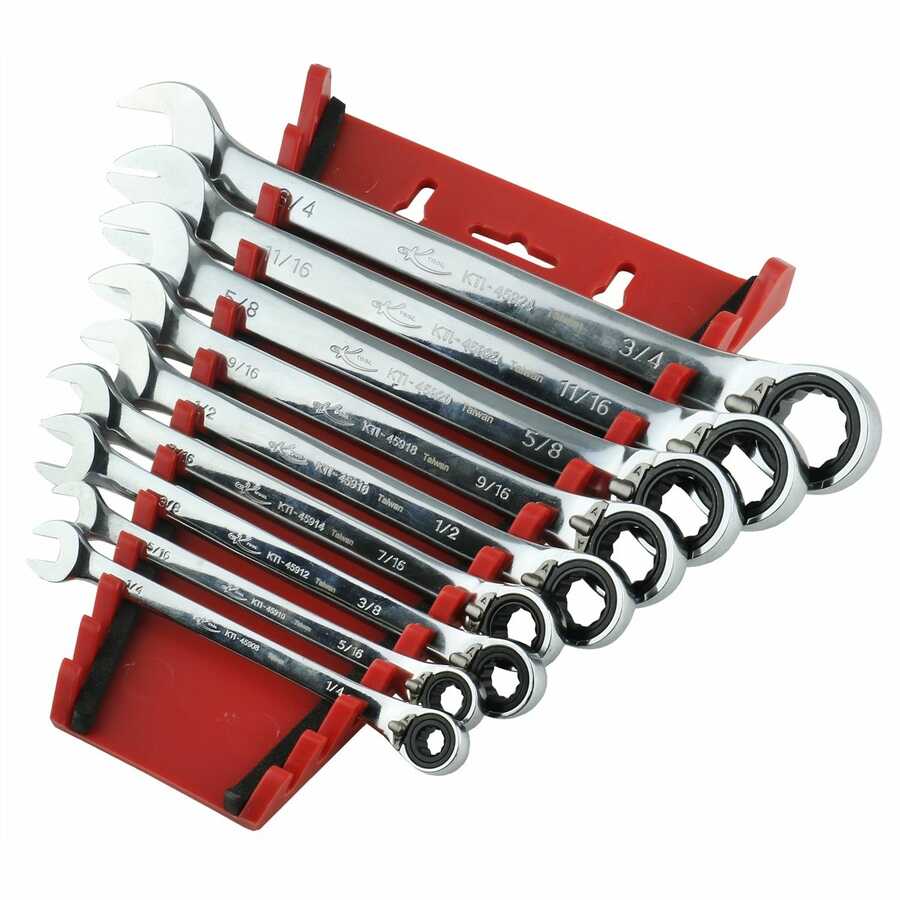 9 pc Rev. Ratcheting Wrench Set 1/4-3/4"