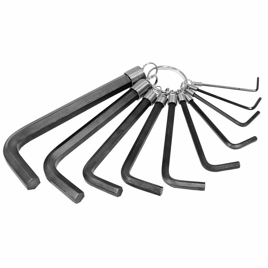 Hex Key Set on a Ring - 10 Piece - 1/16 In-3/8 In