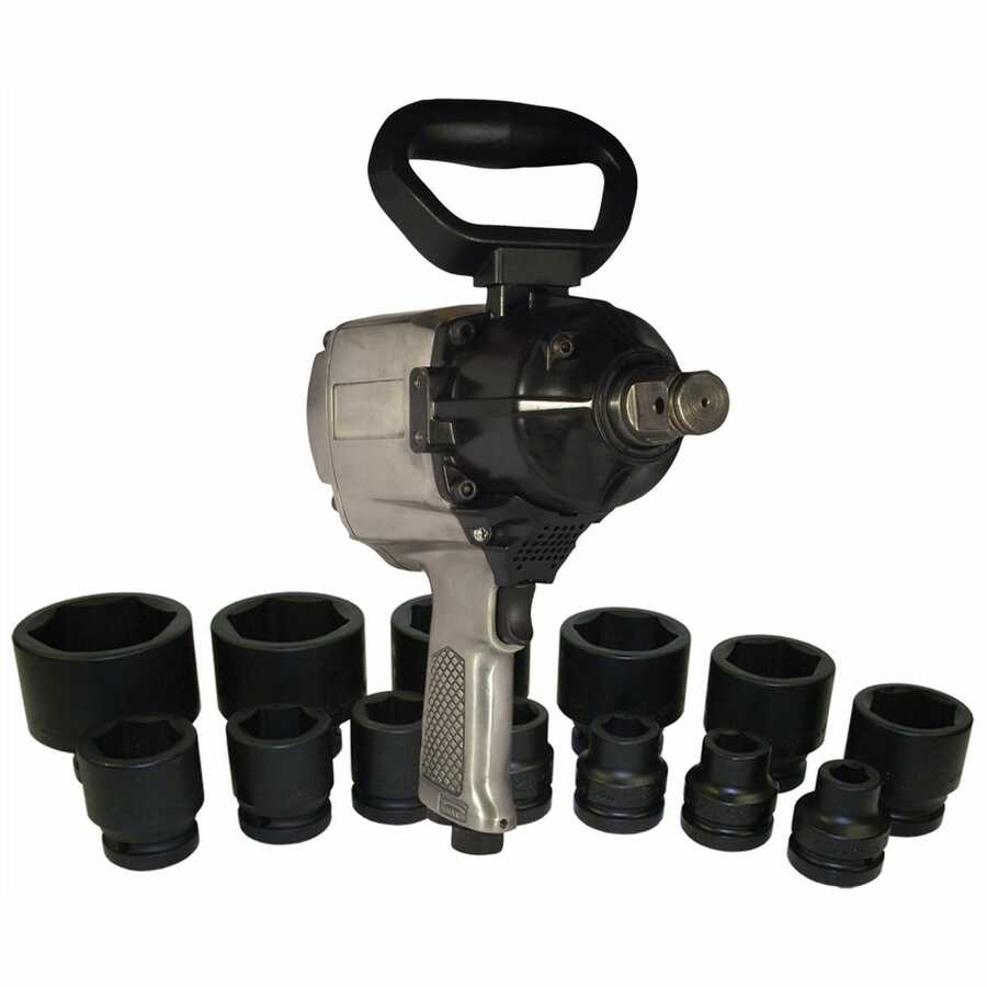 1" Drive Air Impact Wrench with 13 Piece SAE Socket Set