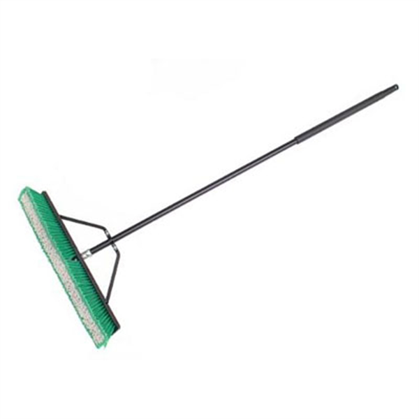 24" Push Broom Head, 60" Coated Metal Handle with Swivel Hang Up