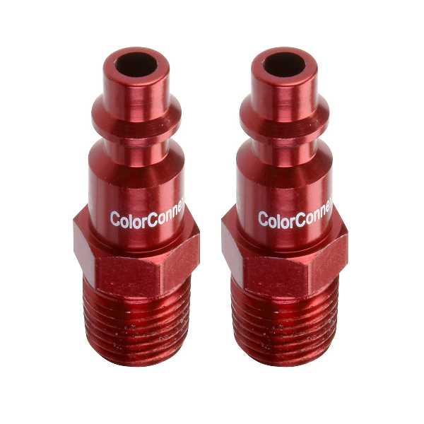 ColorConnex Type D 1/4 Inch Body Plug 1/4 Inch Male NPT Red 2 Pk