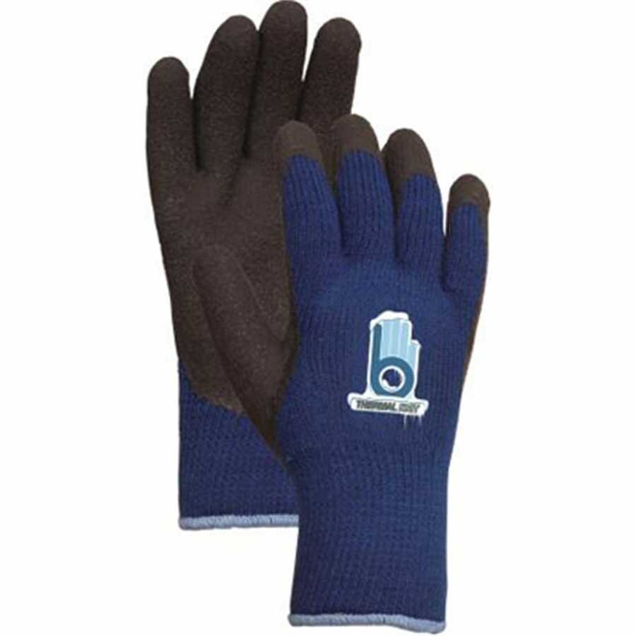 Blue Thermal Rubber Palm Work Gloves - Large