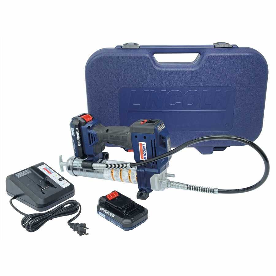 PowerLuber 20V Lithium Ion Cordless Grease Gun Kit w Dual Batter