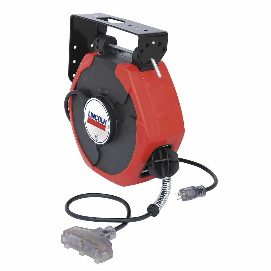 Power Cord and Light Reel Medium Duty w Triple Tap, Lincoln Industrial