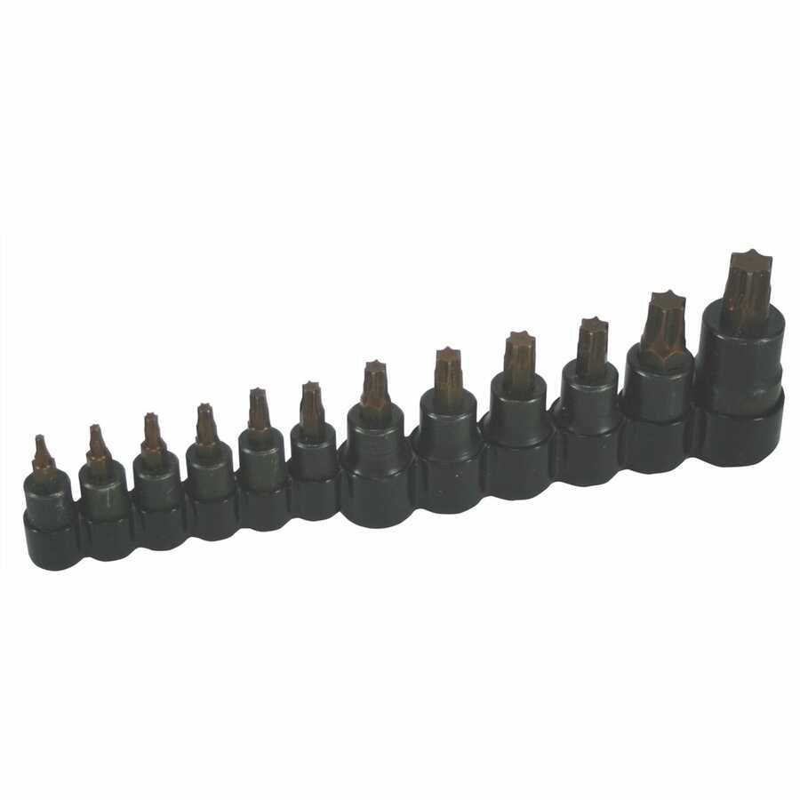 1/4, 3/8, 1/2 Inch Drive Super Torx Bit Set - 12-Pc